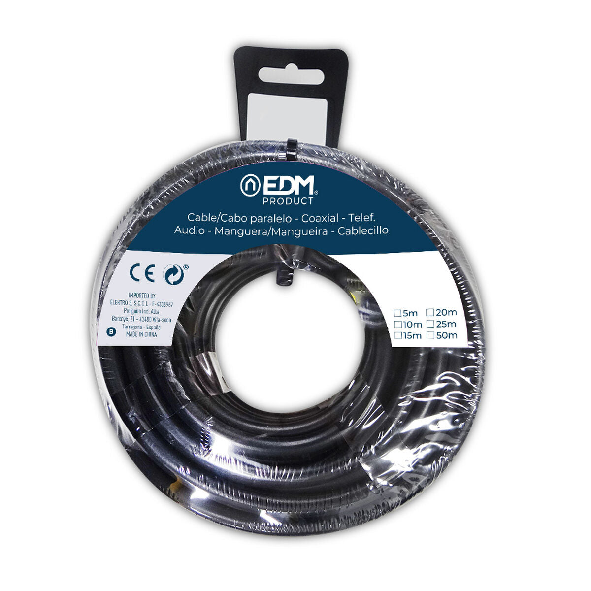 Coaxial TV Antenna Cable EDM 28313 Black 20 m 2 x 1,5 mm-1