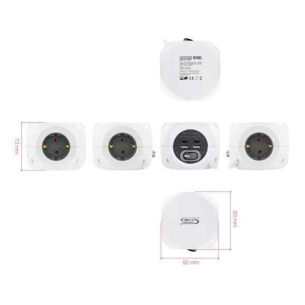 3-socket plugboard with power switch NANOCABLE 10.37.0001 1,4 m White-1