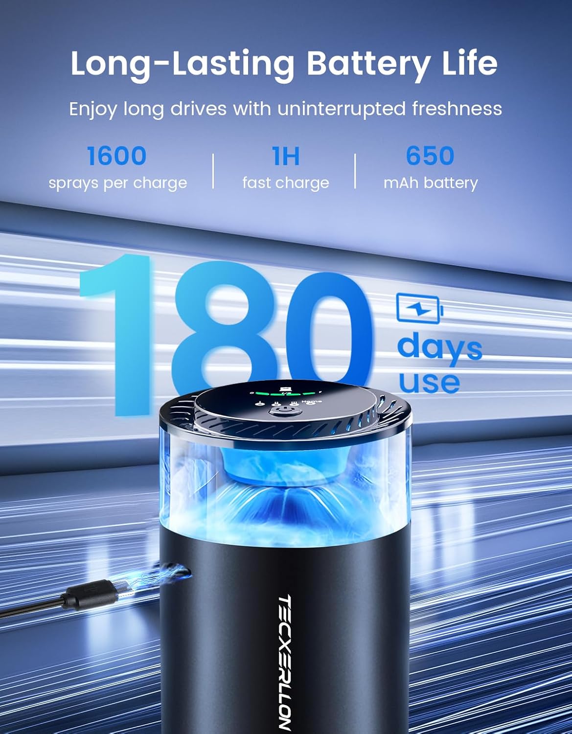 Smart air freshener for car, adjustable, new car scent, automatic perfume, starry sky, ceiling ambient light