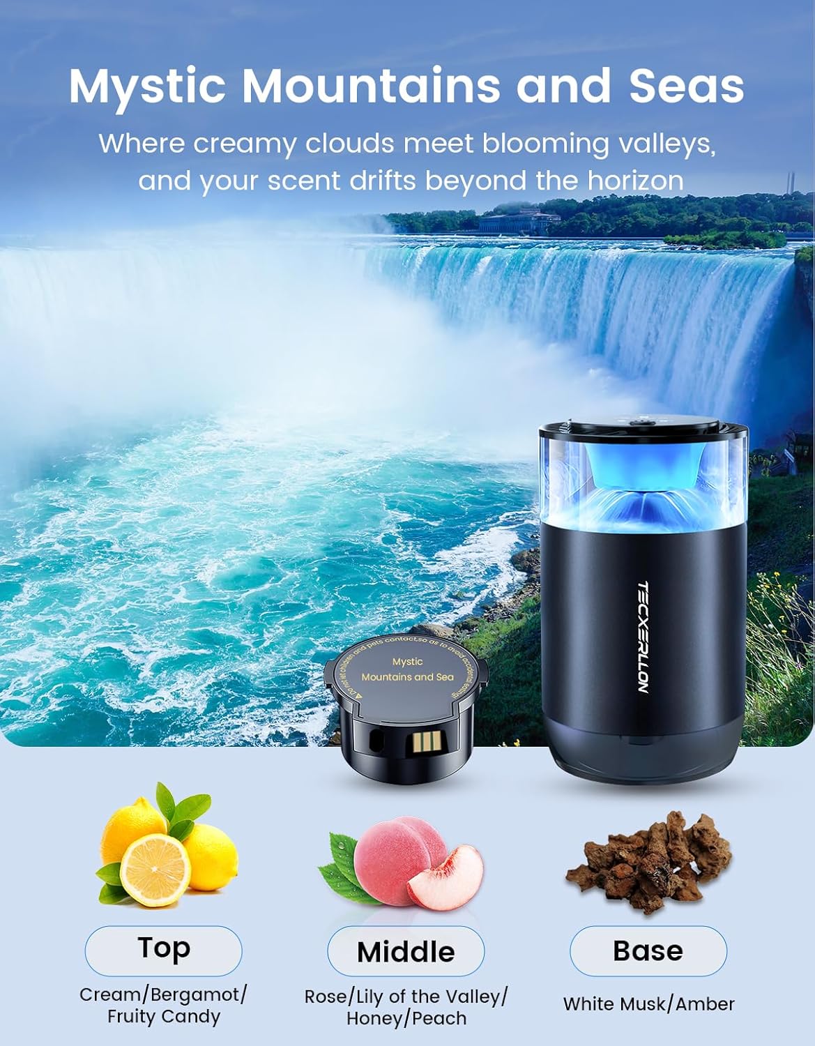 Smart air freshener for car, adjustable, new car scent, automatic perfume, starry sky, ceiling ambient light